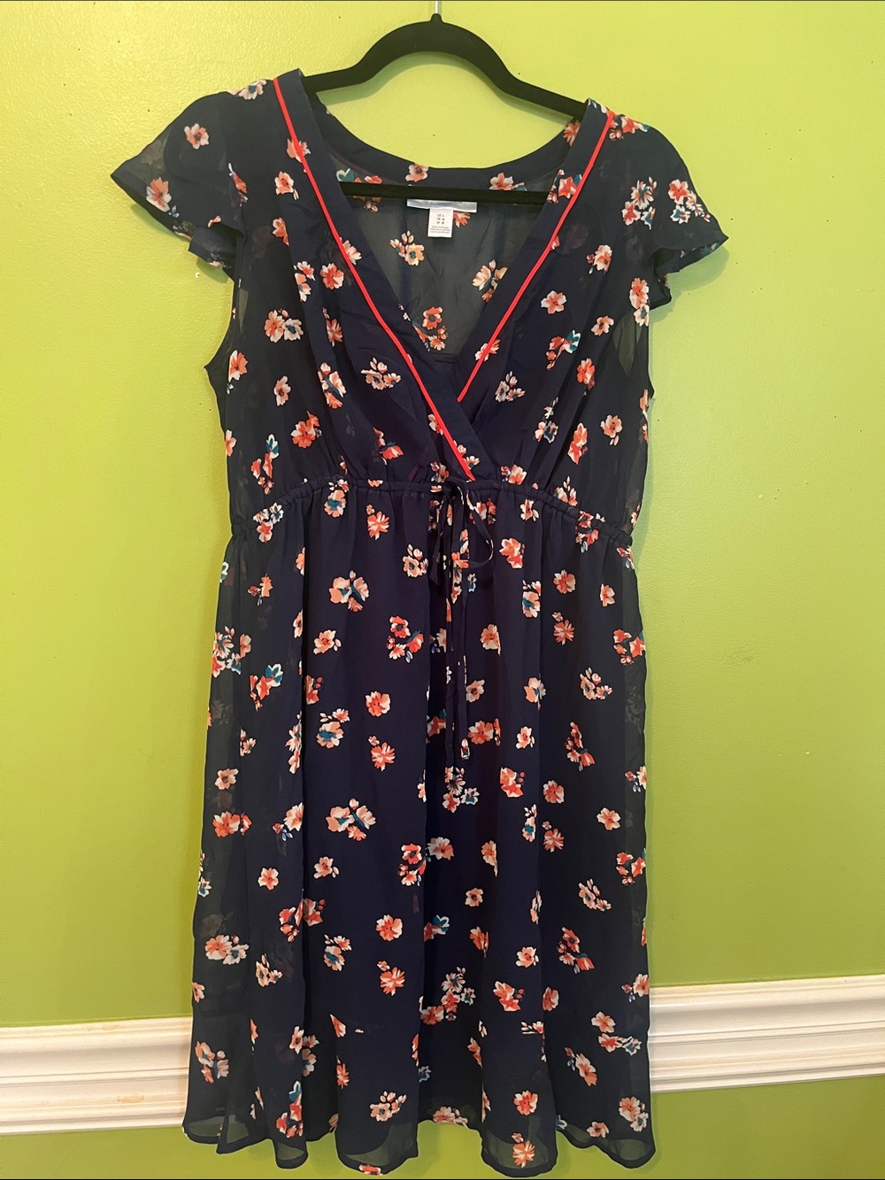 Motherhood Maternity navy blue floral print dress